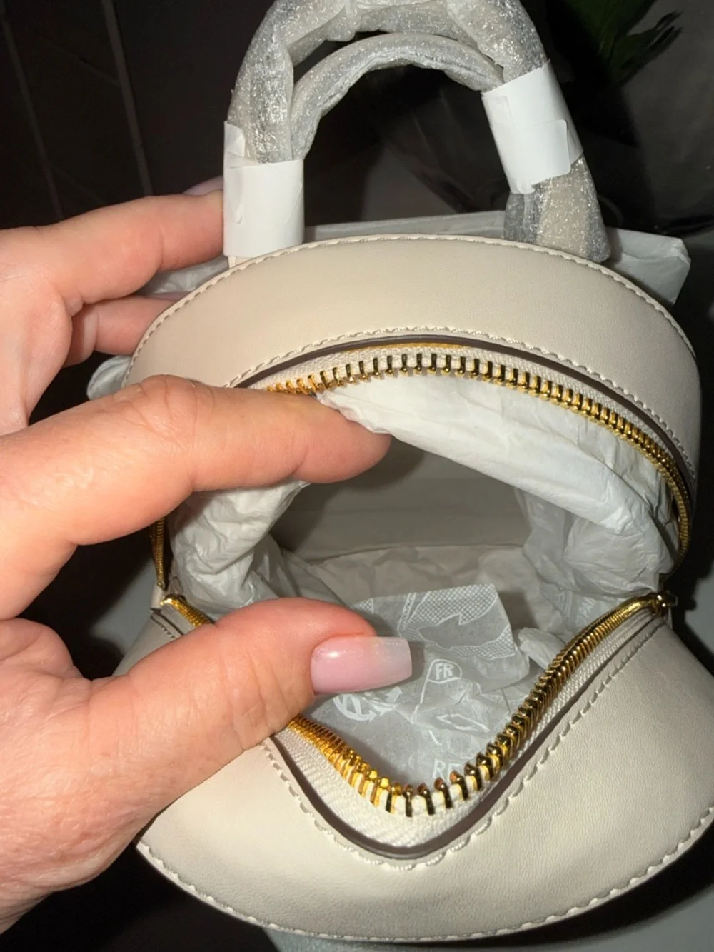 Michael Kors White MK Logo Mini Backpack with Gold Hardware - Picture 6 of 7